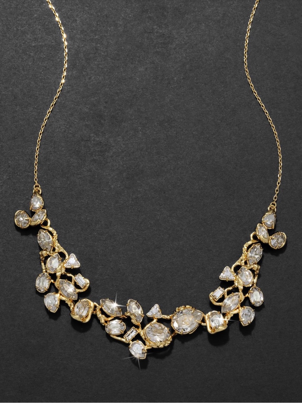 Alexis Bittar Éclat Crystal Cluster Bib Necklace Gold Clear AU20